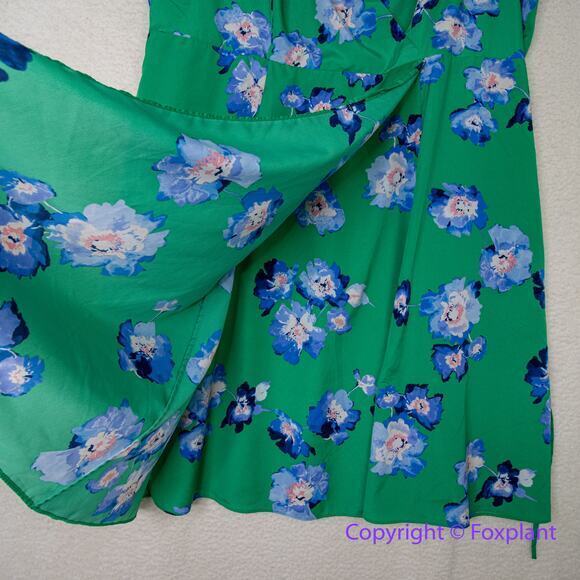 Eliza J Blue And Green Floral Faux Wrap Midi Dress, plus size 22W - Picture 9 of 15